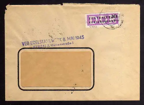 B1676 DDR ZKD 15 Kontrollnummer 1304 Freital Brief VEB Edelstahlwerk 8. Mai 1945