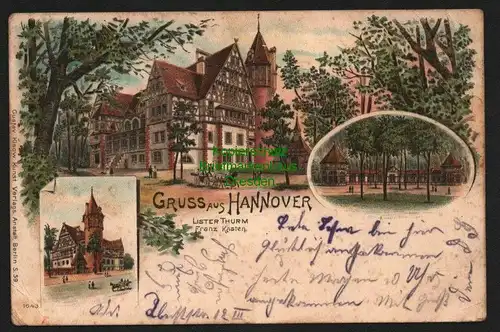 140398 AK Hannover Litho Lister Thurm Franz Kasten 1901