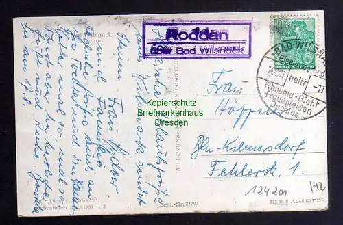 124201 AK Bad Wilsnack 1961 Postamt Landpoststempel Roddan über Bad Wilsnack