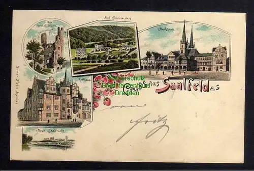 123950 AK Saalfeld  Litho 1898 Rathaus Markt Bad Sommerstein