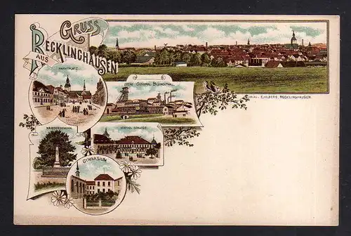 109256 AK Recklinghausen Litho um 1900 Bergbau Zeche General Blumenthal Gymnasiu