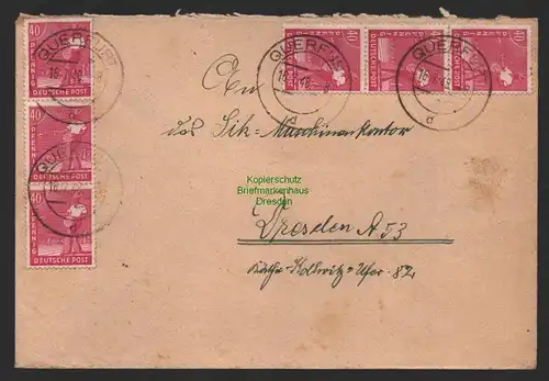 B9988 Brief SBZ Gebühr Währungsreform 1948 Zehnfach Querfurt nach Dresden