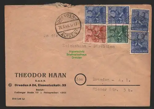 B9980 Brief SBZ Gebühr Währungsreform 1948 Zehnfach Ortsbrief Dresden