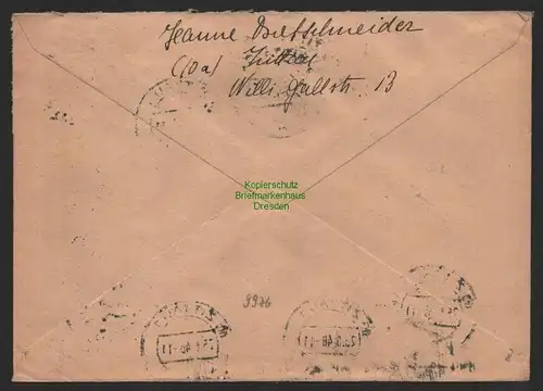 B9976 Brief SBZ Gebühr Währungsreform 1948 Zehnfach Zittau nach Chemnitz