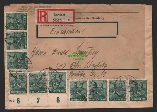 B9973 Brief SBZ Gebühr Währungsreform 1948 Zehnfach Berlin W9 nach Steglitz