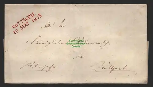 B9945 Altdeutschland Vorphila Briefhülle Rottweil 1845 nach Stuttgart ohne Inhal
