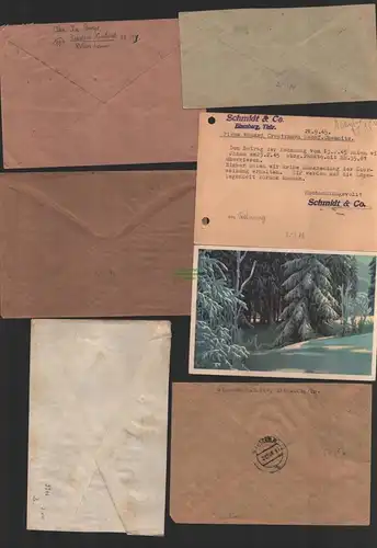 B9906 6x Brief Postkarte SBZ Gebühr bezahlt 1945 Eisenberg Thür Einschreiben Not