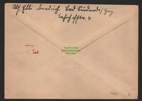 B9887 Brief SBZ Gebühr bezahlt 1945 Bad Suderode Ostharz an Friwi Werk Stolberg