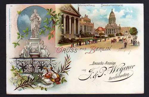 93932 AK Litho Berlin Schauspielhaus Gendarmenmarkt um 1900