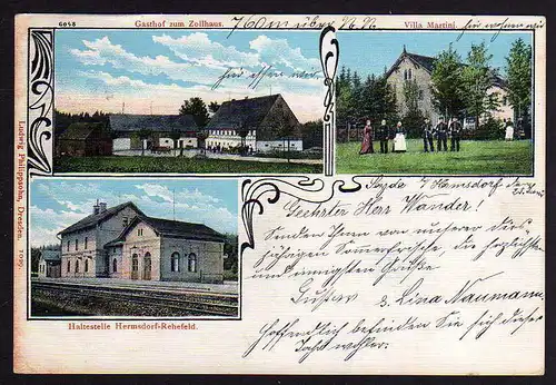 81513 AK Hermsdorf Rehefeld Gasthof zum Zollhaus Villa Martini um 1905