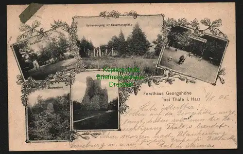 140359 AK Forsthaus Georgshöhe bei Thale i. Harz 1905 Lauenburg Glockenstein