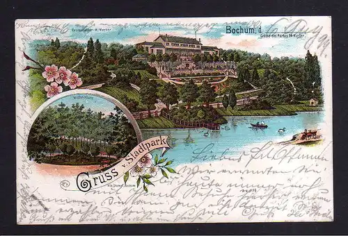 112247 AK Bochum Litho 1899 Stadtpark Restaurant Wolfsschlucht