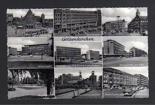 111087 AK Gelsenkirchen Hauptbahnhof Sparkasse Hauptpost Arbeitsamt Florastraße