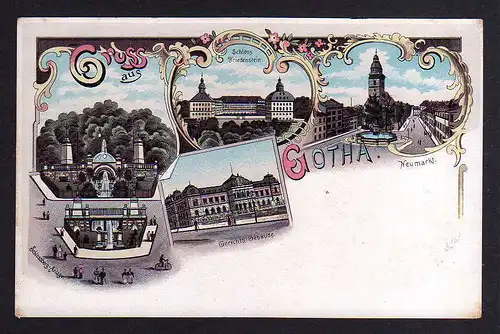 99618 AK Gruss aus Gotha um 1900 Litho Schloss Friedenstein Gerichts Gebäude