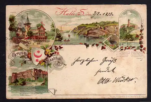 98084 AK Halle Saale Litho 1899 Saaletal Peissnitz Moritzburg Jahnshöhle