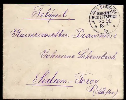 69176 Brief Marine Schiffspost Nr. 14 1915