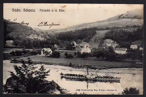 61017 Ak Sächs. Schweiz Pötzscha Stadt Wehlen 1907