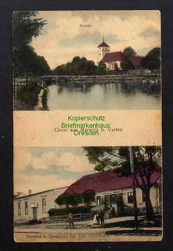 127043 AK Marwitz bei Velten Kirche Gasthof Schurbaum um 1920