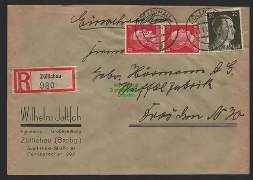 B9833 R-Brief Gebr. Hörmann A.-G. Züllichau 980  Wilhelm Jeltsch 1943 Agenturen
