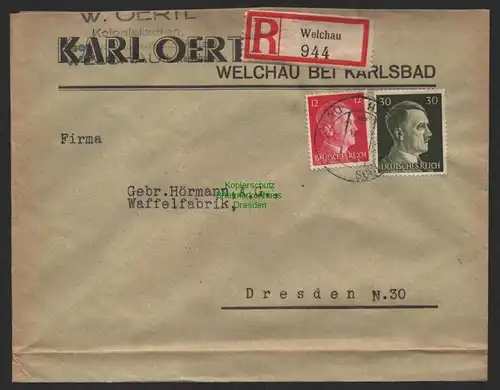 B9796 R-Brief Gebr. Hörmann A.-G. Welchau Karl Oertl 1943 Kolonialwaren