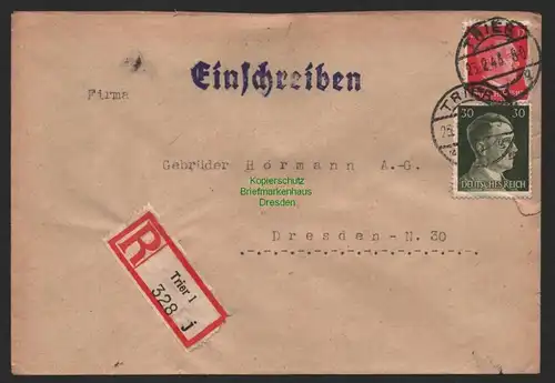 B9769 R-Brief Gebr. Hörmann A.-G. Trier 1 j Porta Adolf Hägin 1943