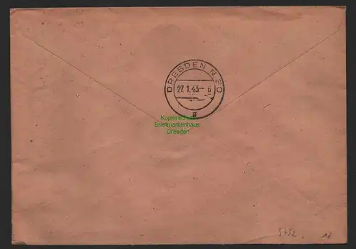 B9752 R-Brief Gebr. Hörmann A.-G. Strehlen (Schles) 429  Alfred Hallwig 1943