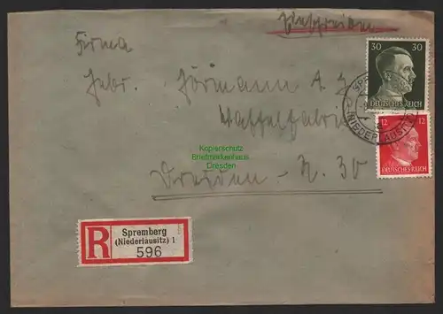 B9742 R-Brief Gebr. Hörmann A.-G. Spremberg (Niederlausitz) 1 Ida Schöneich 1943