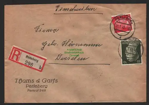 B9688 R-Brief Gebr. Hörmann A.-G. Perleberg b  1943 Thams & Garfs