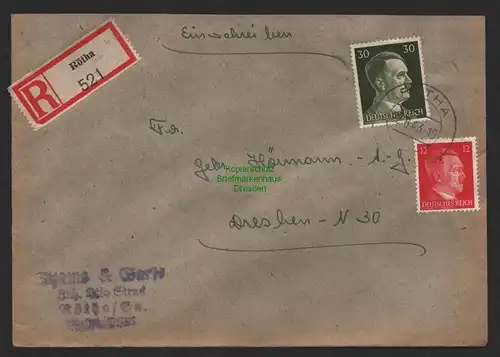 B9677 R-Brief Gebr. Hörmann A.-G. Rötha Otto Struck 1943 Thams & Garfs
