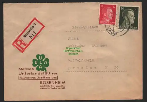 B9675 R-Brief Gebr. Hörmann A.-G. Rosenheim 2 511 Mathias Unterlandstättner 1942