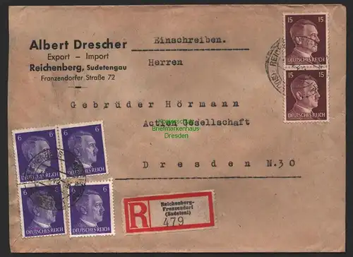B9668 R-Brief Gebr. Hörmann A.-G. Reichenberg-Frenzendorf Sudetenl Albert Dres