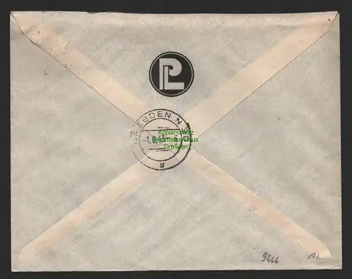 B9666 R-Brief Gebr. Hörmann A.-G. Reichenbach (Vogtl) 1 Paul Lukas 1943 Kaffee