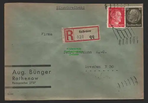 B9656 R-Brief Gebr. Hörmann A.-G. Rathenow qq Aug. Bünger 1942
