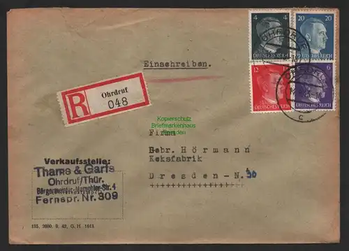 B9637 R-Brief Gebr. Hörmann A.-G. Ohrdruff  1943 Thams & Garfs