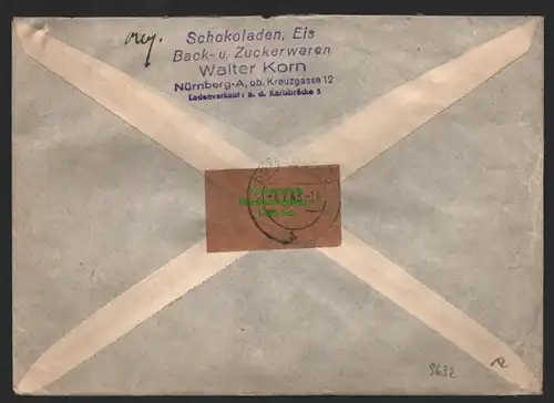B9632 R-Brief Gebr. Hörmann A.-G. Nürnberg 1 Walter Korn 1943 Schokoladen, Eis