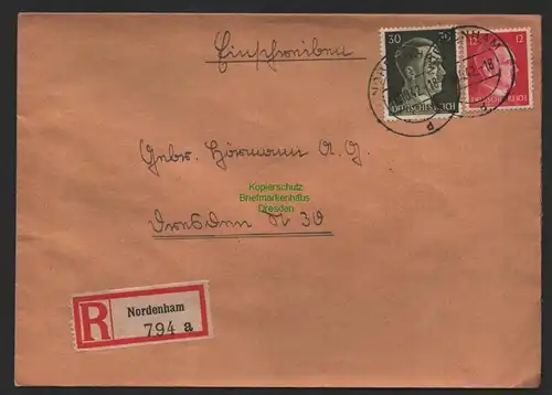 B9626 R-Brief Gebr. Hörmann A.-G. Nordenham a  1942