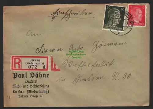 B9569 R-Brief Gebr. Hörmann A.-G. Luckau Niederlausitz Paul Dähne 1943 Bäckerei