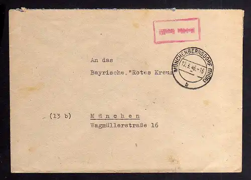 B2107 Brief SBZ Gebühr bezahlt 1946 Münchenbernsdorf Thür. Bayr. Rotes Kreuz Suc