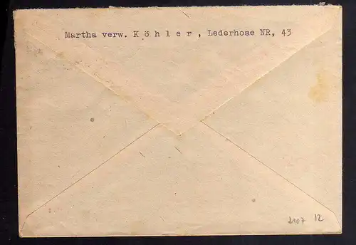 B2107 Brief SBZ Gebühr bezahlt 1946 Münchenbernsdorf Thür. Bayr. Rotes Kreuz Suc