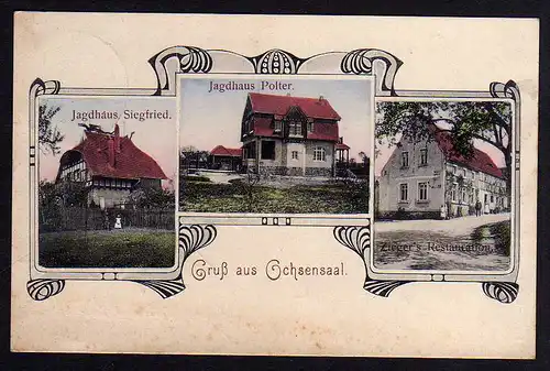 77280 AK Ochsensaal Gasthof Ziegers Restauration Jagdhaus Polter 1912