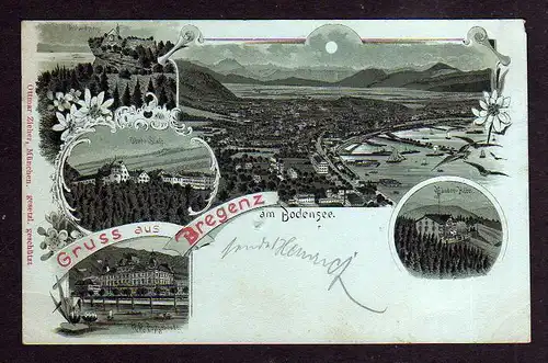 96958 AK Bregenz am Bodensee 1898 Postgebäude Pfänder Hotel Gebhardsberg