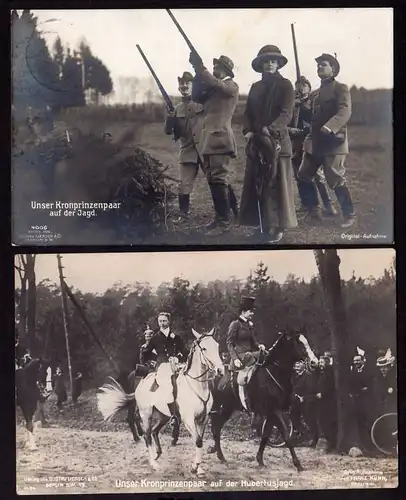 44806 2 AK Bayern Unser Kronprinzenpaar auf der Hubertusjagd Fotokarte Liersch