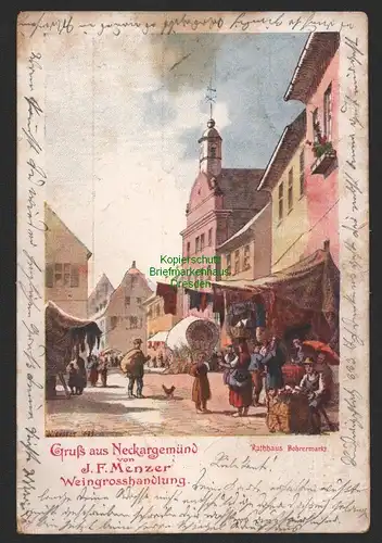 150036 AK Neckargemünd Litho Rathaus Bohrermarkt 1902