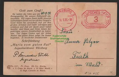 150055 AK Augustinerkloster Würzburg Maria vom guten Rat 1935 Freistempel