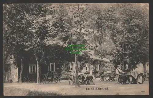144829 AK Lazne Belohrad Bad Bielohrad Gasthaus Biergarten 1909
