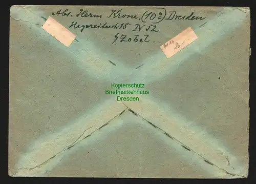 h6134 SBZ Handstempel Bezirk 14 Dresden N52 2x12 Pfg. Brief 13.7.48 Nachgebühr