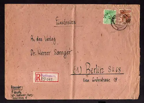 h578 Brief Handstempel Bezirk 16 24 + 84 Pfg. 2.7.48 gepr. BPP nach Berlin mit A