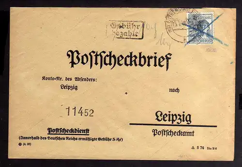 h2866 Handstempel Bezirk 20 Lutherstadt Eisleben Postscheckbrief gepr. BPP + Zwe