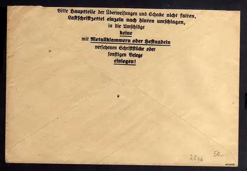 h2866 Handstempel Bezirk 20 Lutherstadt Eisleben Postscheckbrief gepr. BPP + Zwe