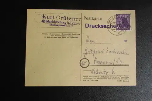 Drucksache Bezirkshandstempel Bezirk 27 Markkleeberg 29.6.48